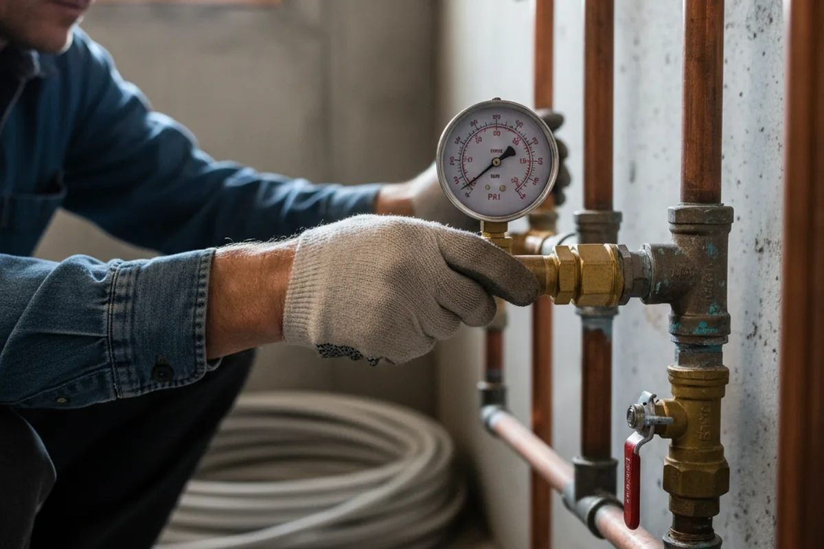 Pressure testing a repaired line during Water Line Repair in Olney